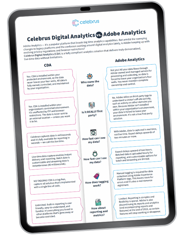 Celebrus Digital Analytics vs Adobe Analytics Comparison